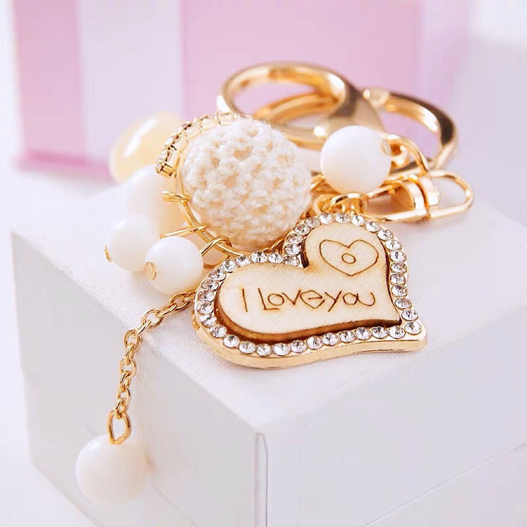 Wholesale Love Wooden Tassel Keychains