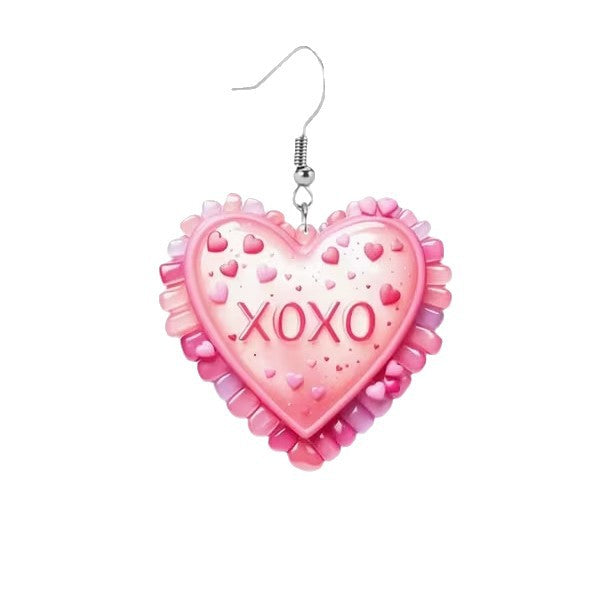 Wholesale Pink Love Candy Color Valentine' s Day Acrylic Earrings