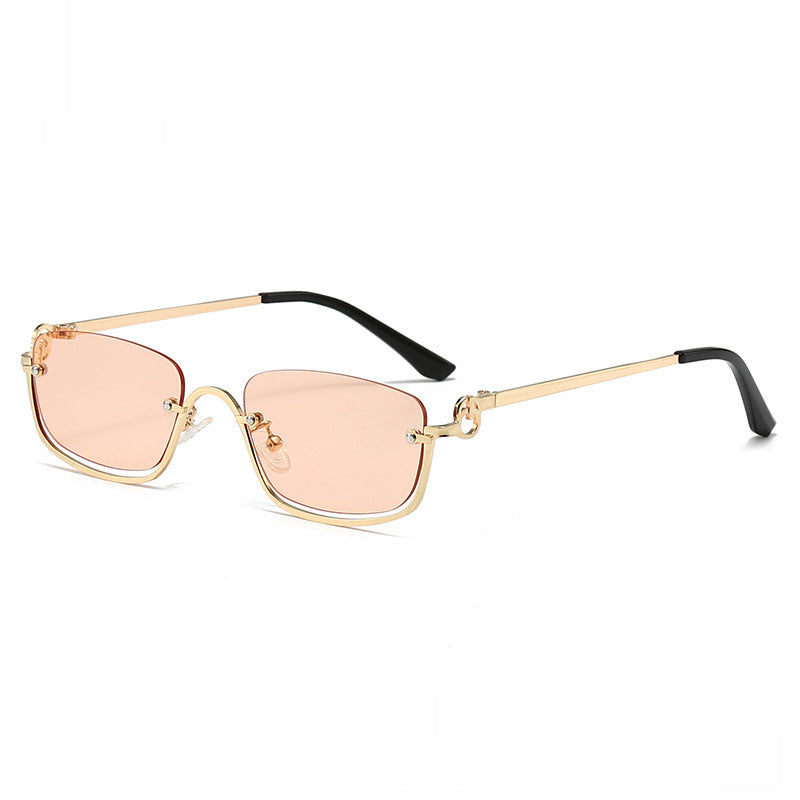 Wholesale Metal lower half frame sunglasses small square frame sunglasses