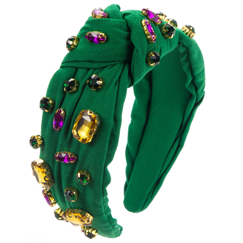 Wholesale Carnival Retro Baroque Wide Brim Glass Diamond High Skull Headband