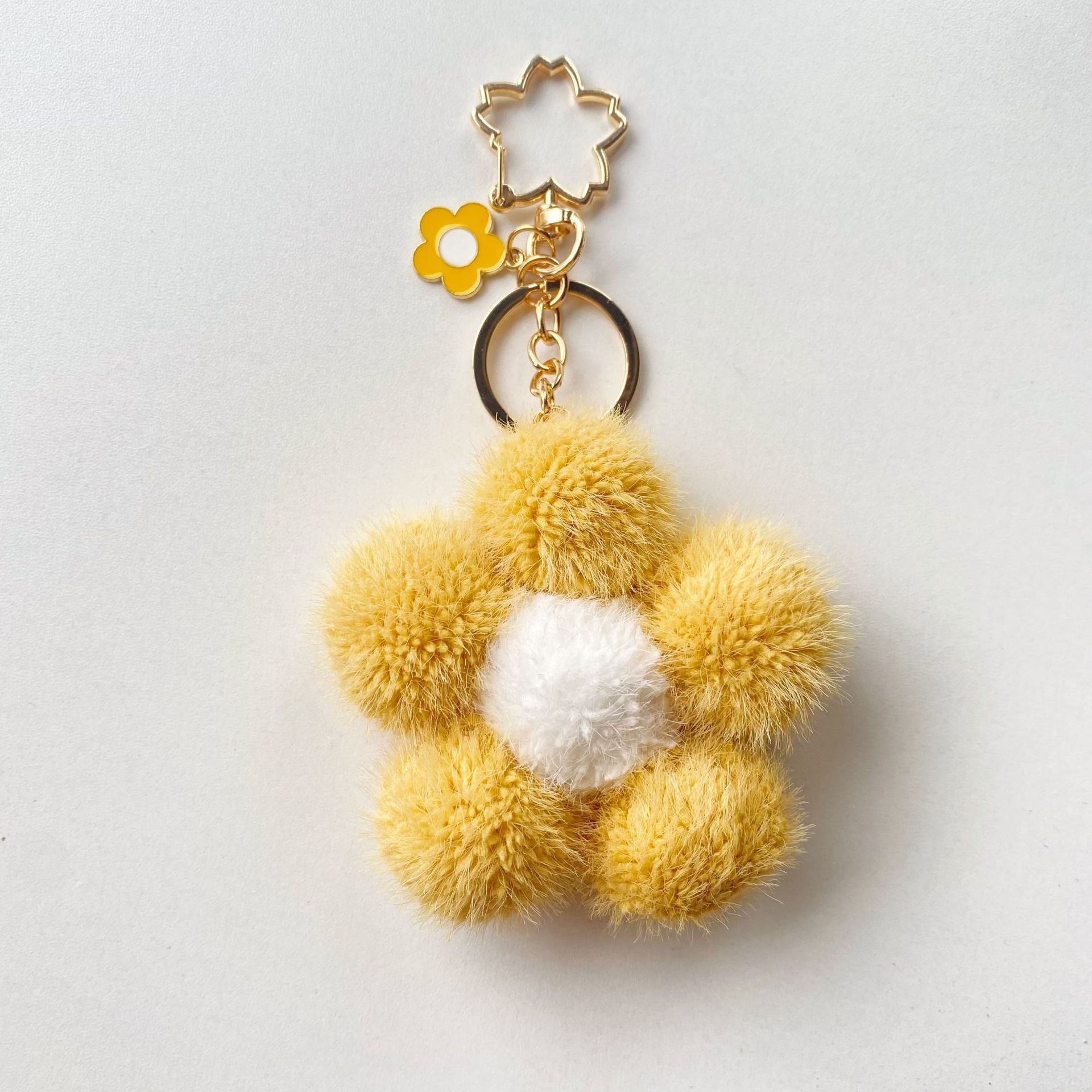 Wholesale Plush Colored Flower Ball Keychains