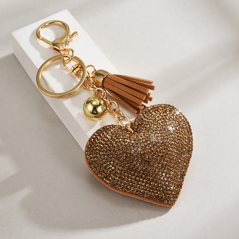 Wholesale Heart-shaped Diamond Leather Keychains