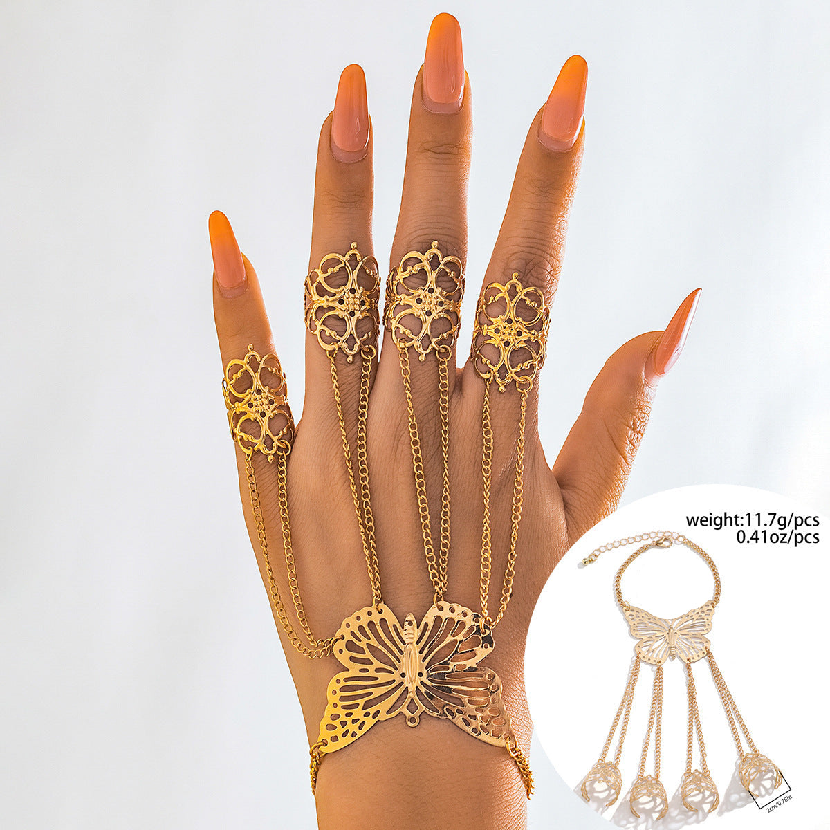 Wholesale Gothic  mitten tapered tassel nail bracelet