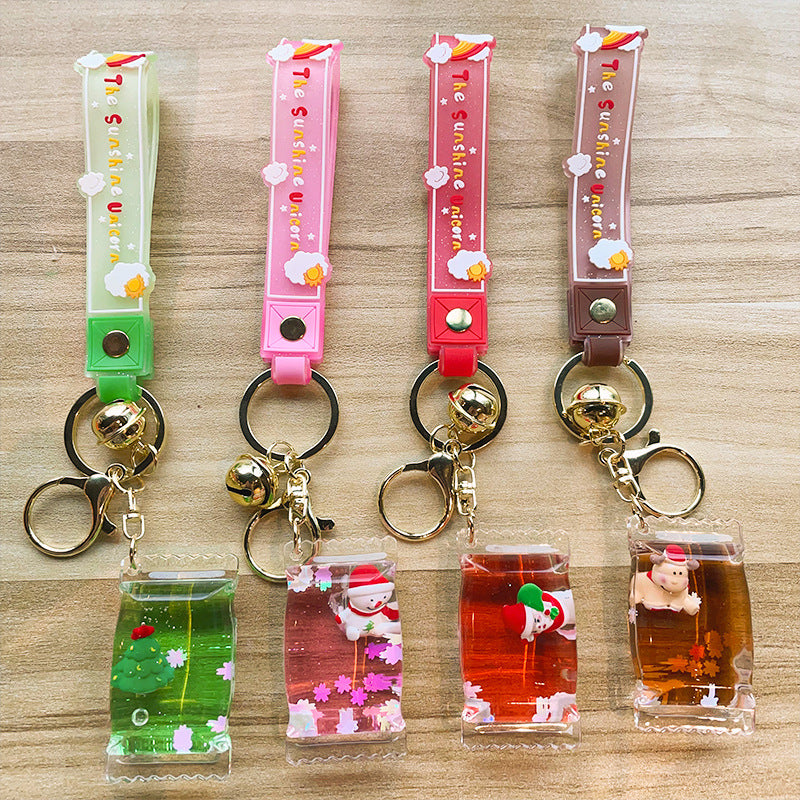 Wholesale Acrylic Oil Floating Christmas Series Keychain