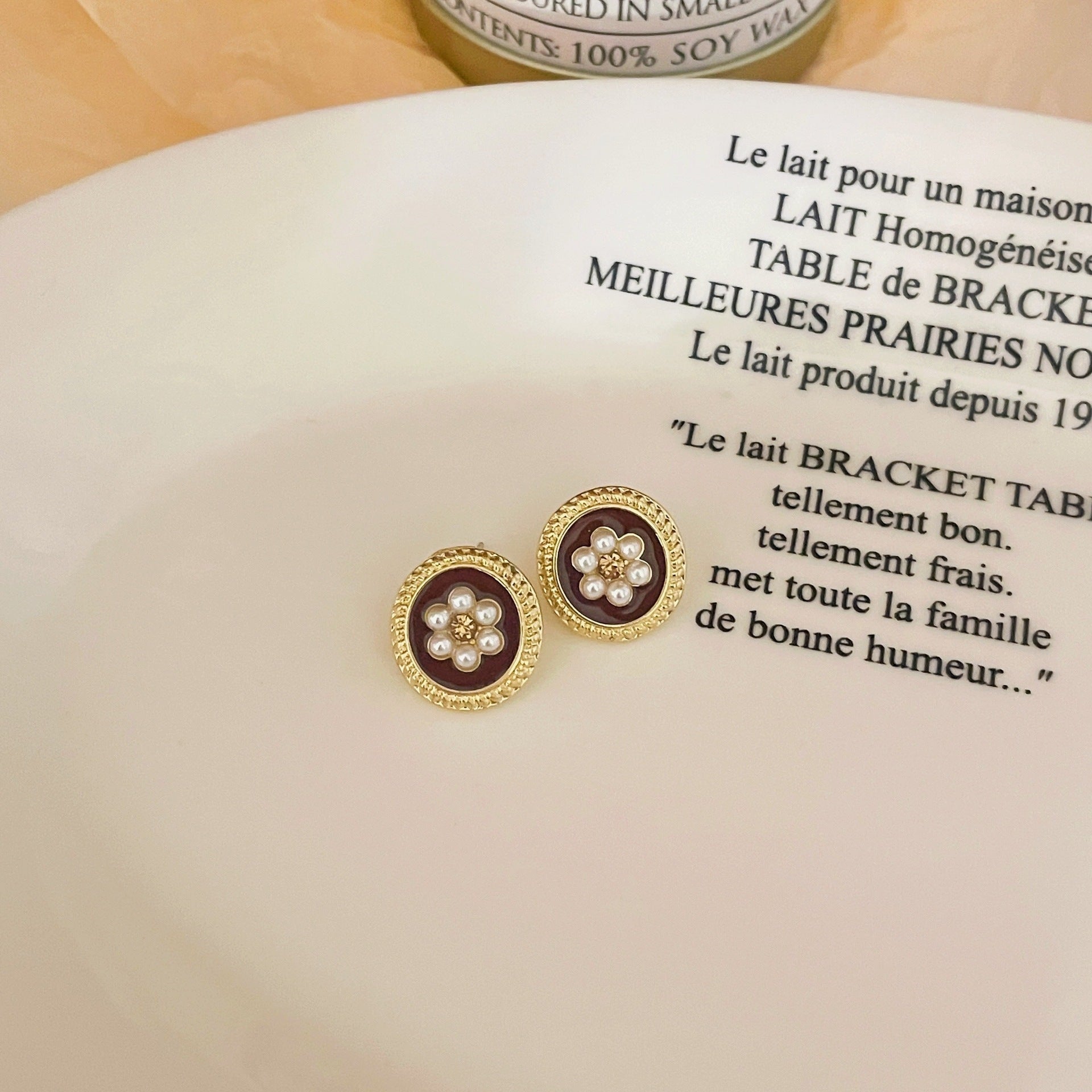 Wholesale S925 silver needle leaf rose small fresh flower earrings