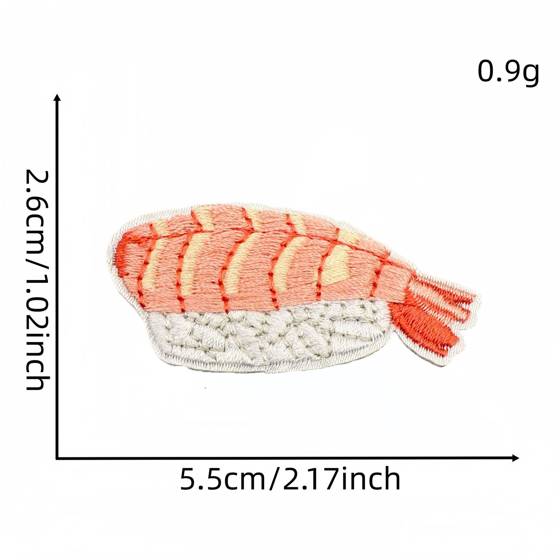 Wholesale Cartoon Salmon Sushi Iron On Embroidery Patch Fashion Decorative Clothing Accessory For DIY Craft And Party Gift Resale