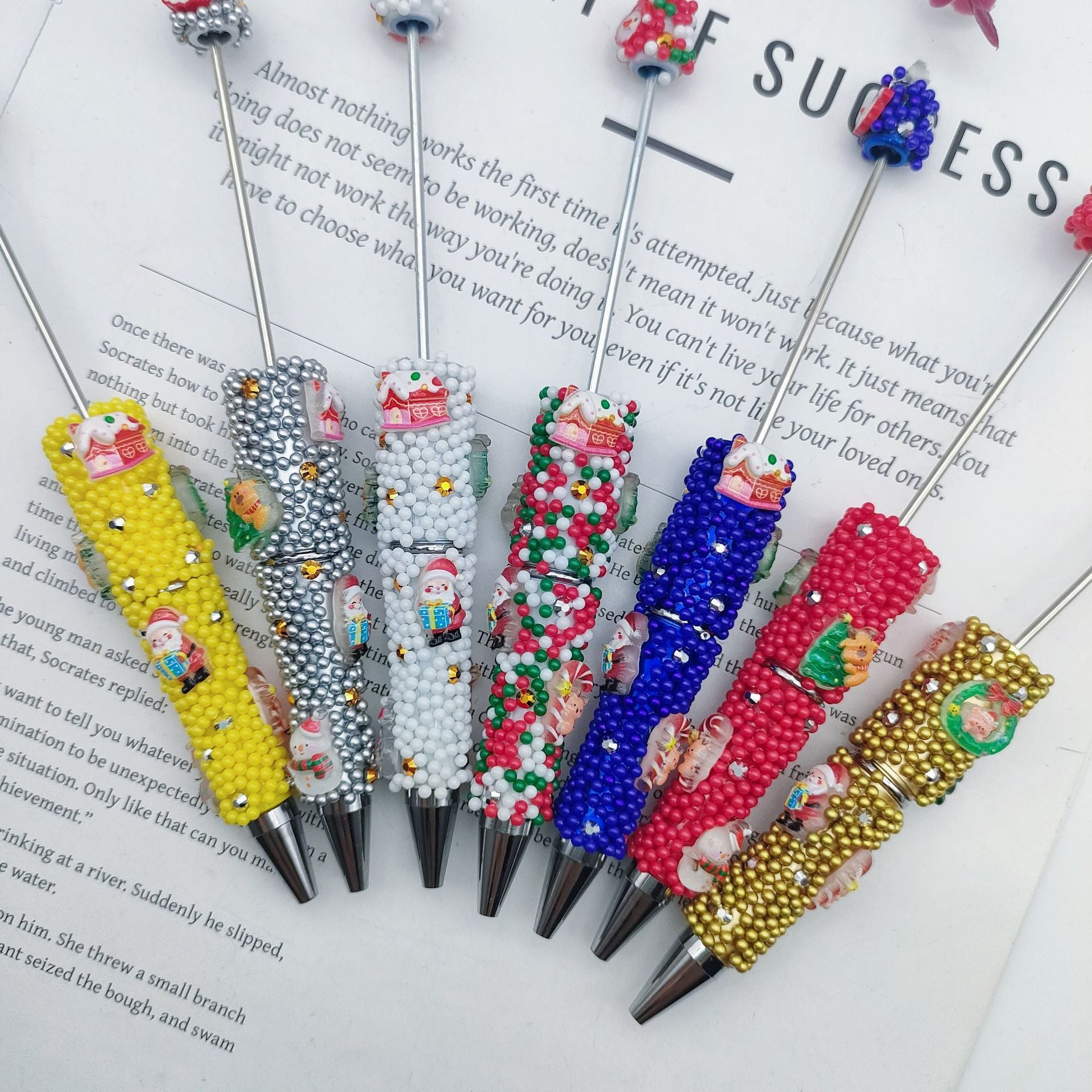 Wholesale Christmas millet beadable pens