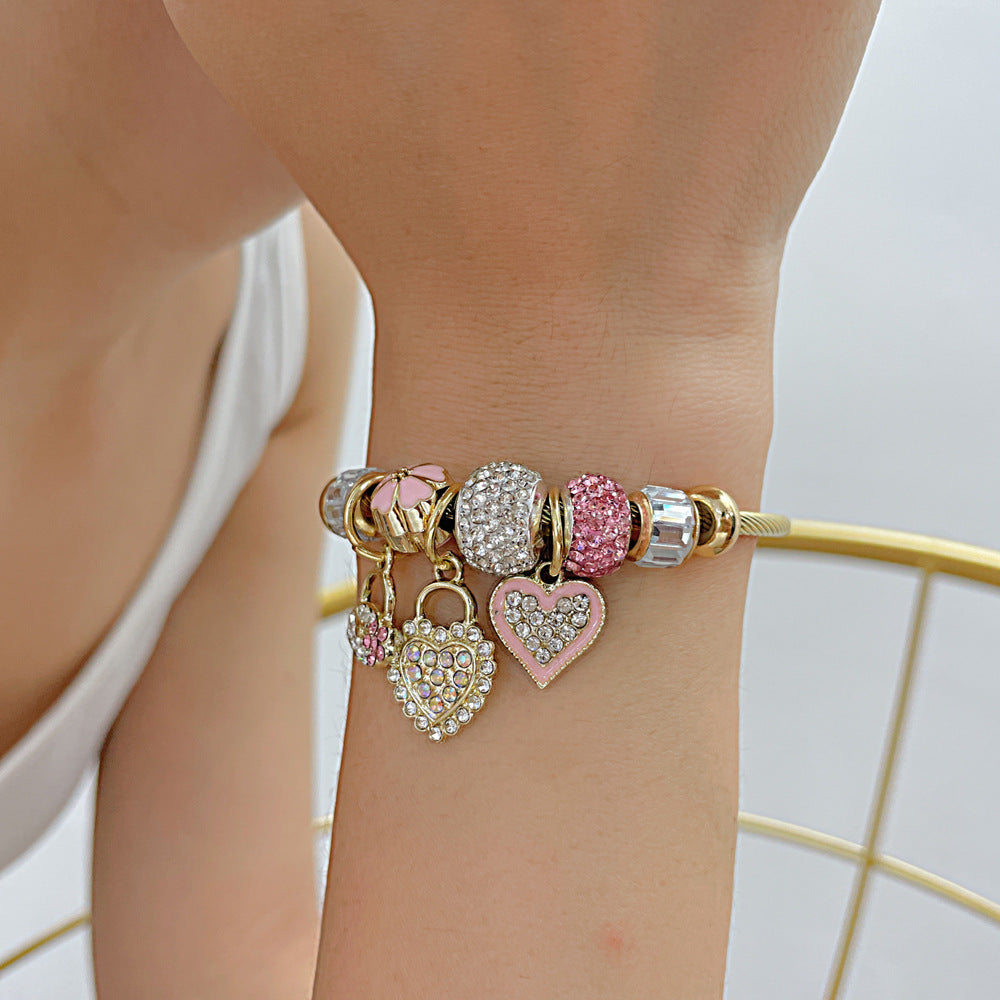 Wholesale Diamond Inlaid Heart Alloy Bracelets