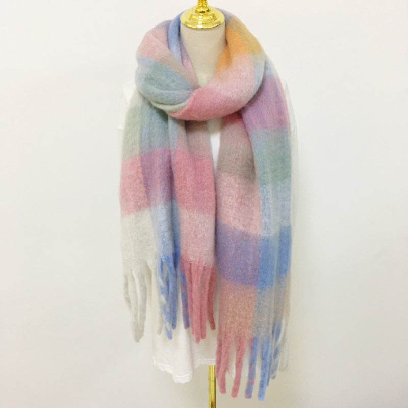 Wholesale Winter Polyester British Ac Rainbow Plaid Scarf