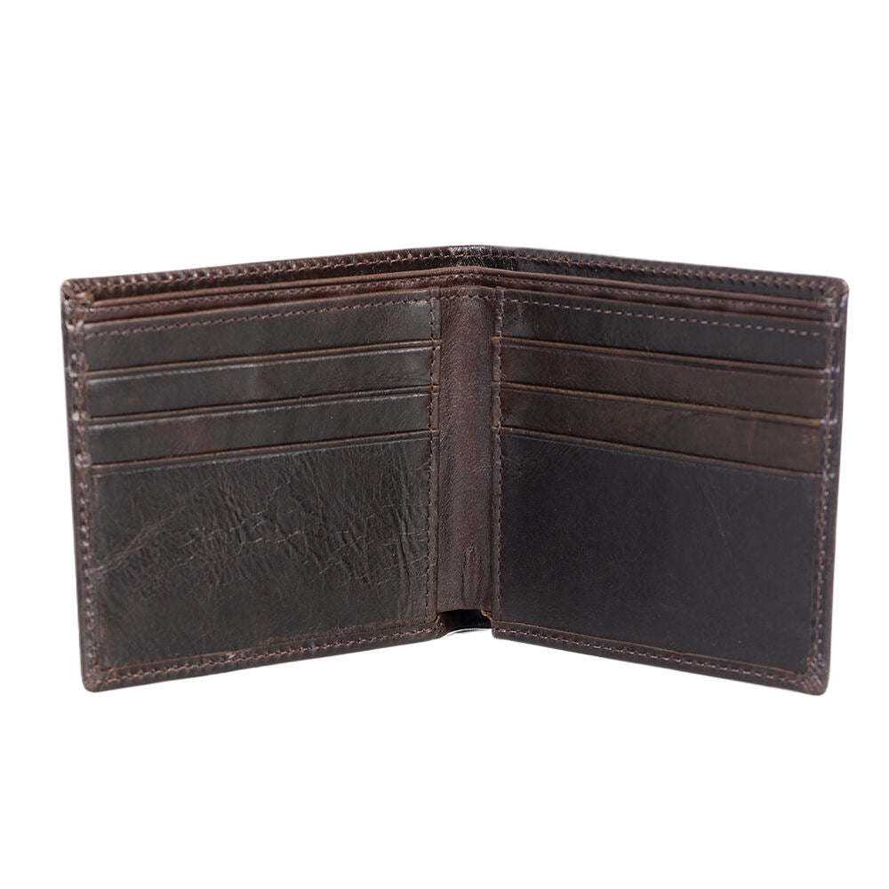 Wholesale men's wallet horizontal leather  clip head layer cowhide oil wax leather simple two-fold bag