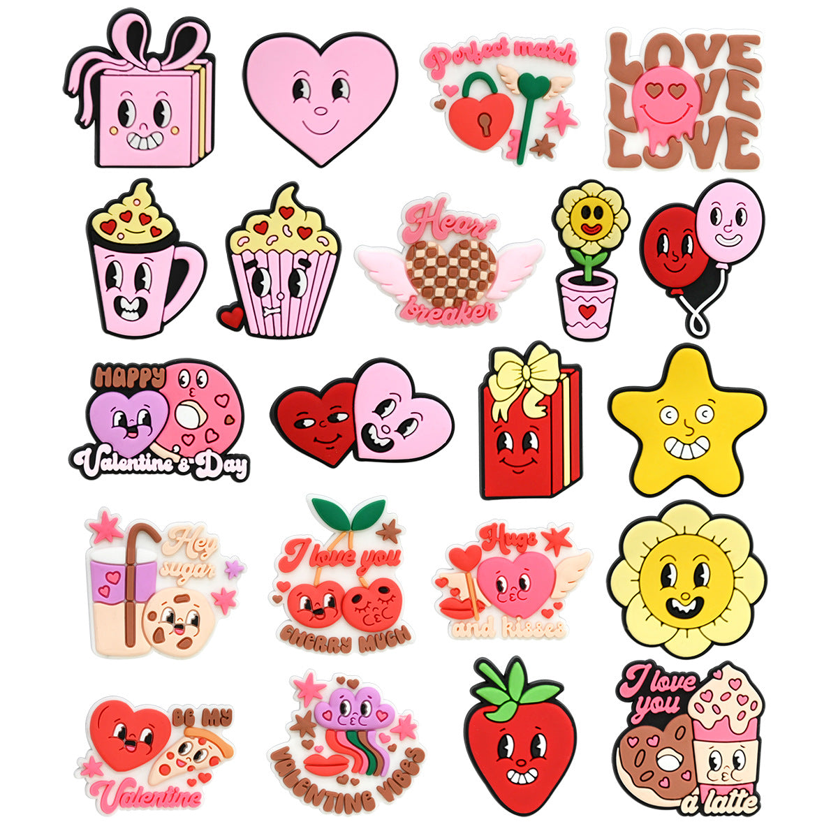 Wholesale Random 100pcs Valentine' s Day series diverse cartoon Croc Charms