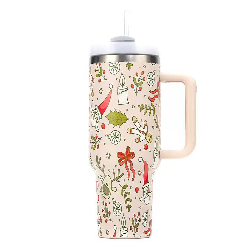 Wholesale Christmas Large Capacity Car Cup Ice Cup 40oz Handle Cup Insulation Cup