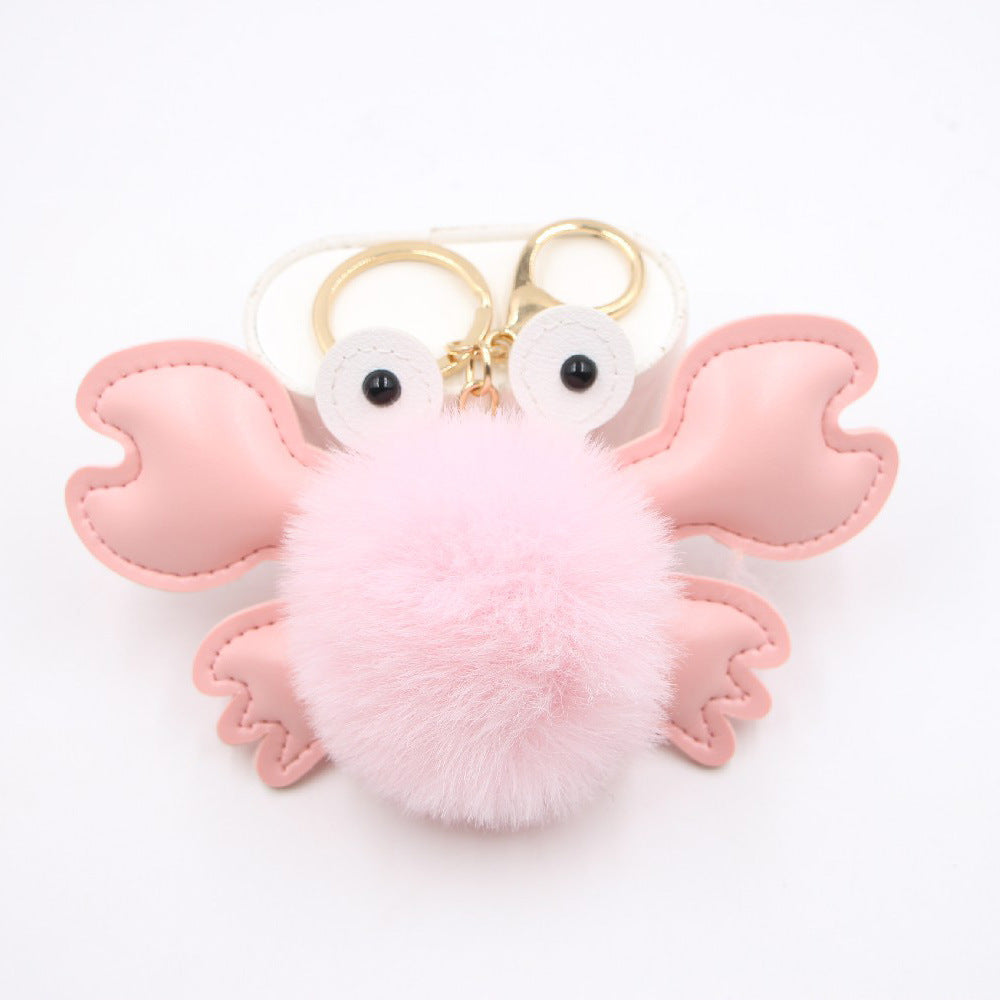 Wholesale Stylish White Leather Crab Pendant Keychain Bag Charm Decorative Gift Accessory