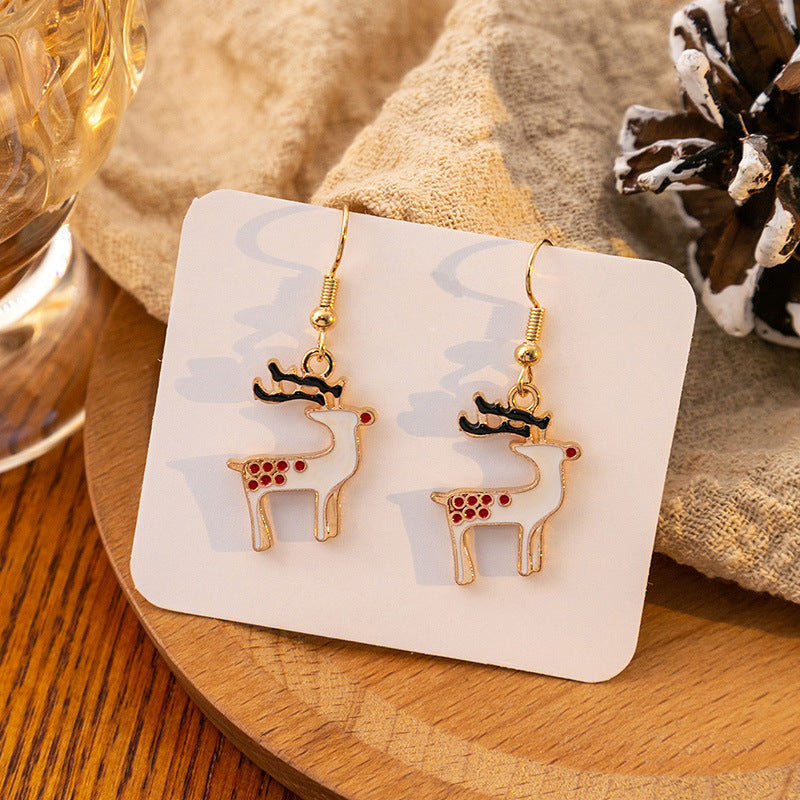 Wholesale Candy Cane Bell Elk Earrings