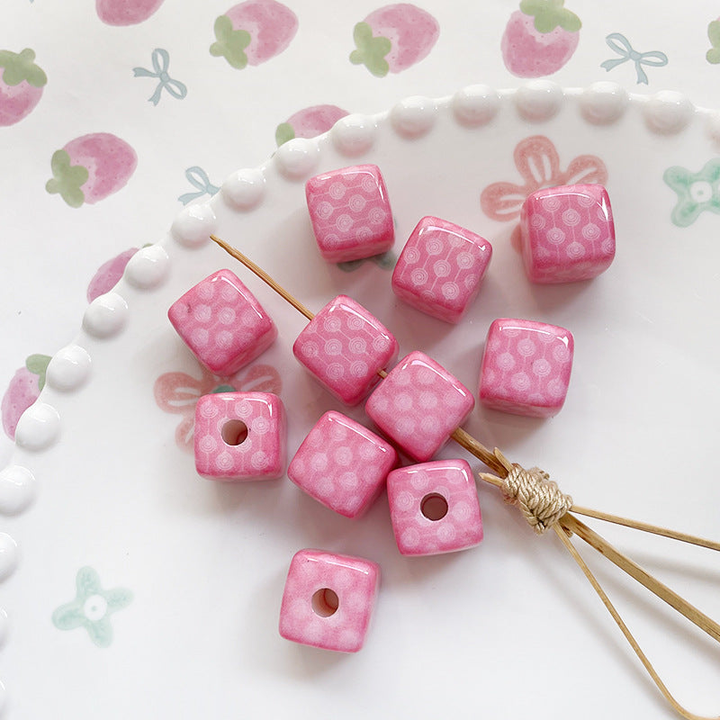 Wholesale 10pcs low saturation wave point heart block Acrylic Beads