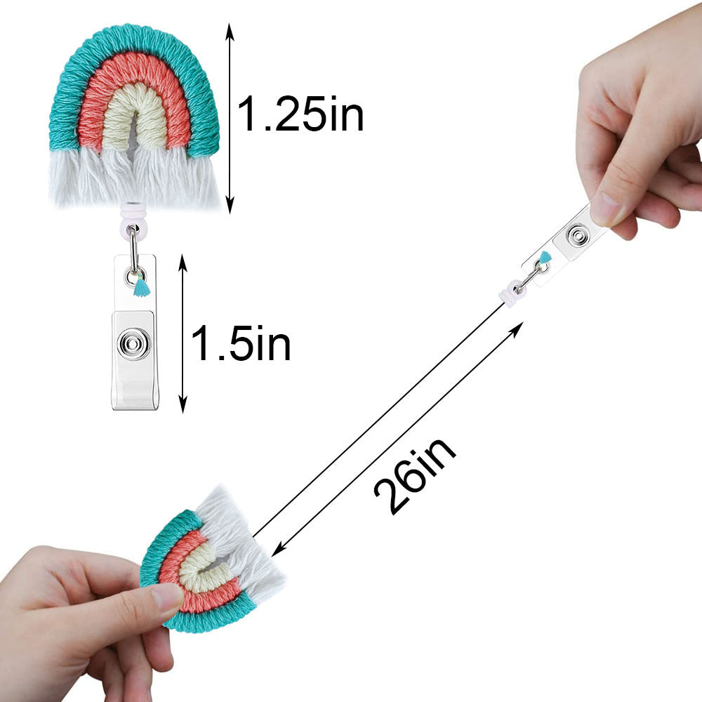 Wholesale Weaving of Rainbow Tassels, Rotating Crocodile Clip Badges, Scroll Extendable Plastic Keychains