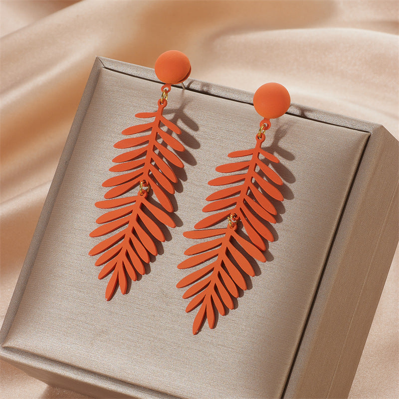 Wholesale Seven Color Leaves 925 Silver Needle Earrings