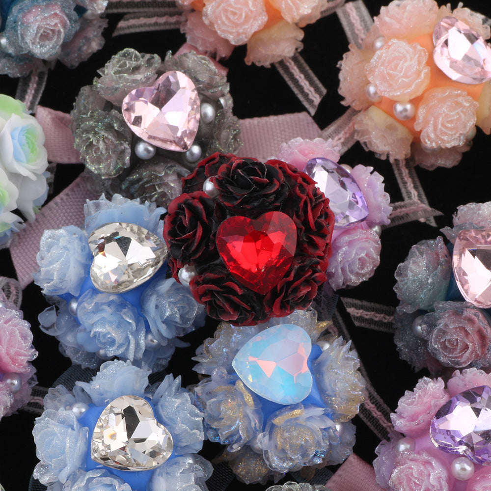 Wholesale 10pcs Butterfly Knot Love Zircon Lace Flower Ball Beads