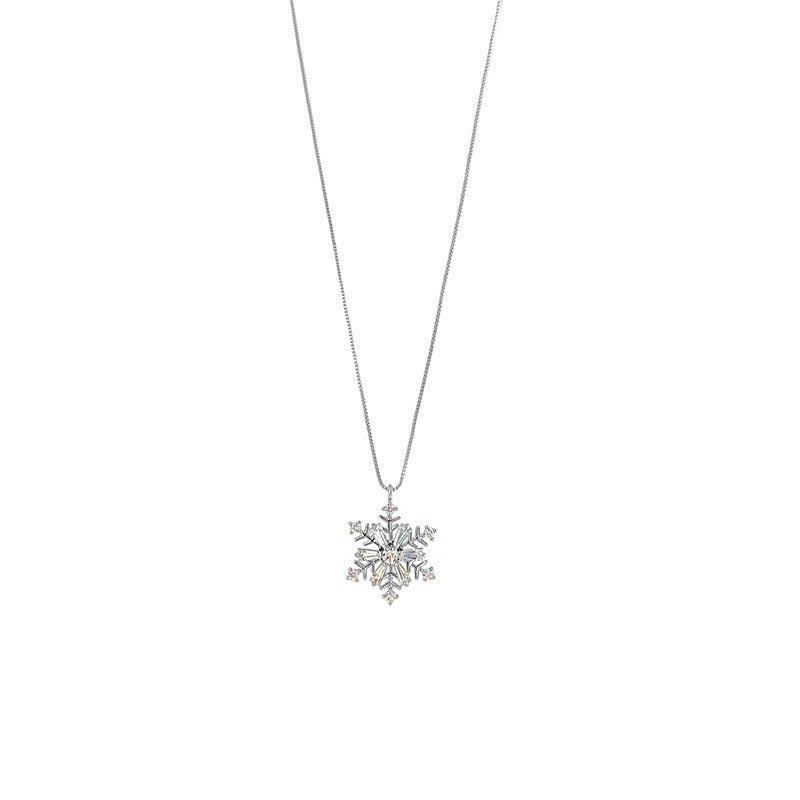 Wholesale rotatable snowflake necklace Women's Light luxury high-grade niche pendant clavicle chain accessories women's Valentine's Day gift
