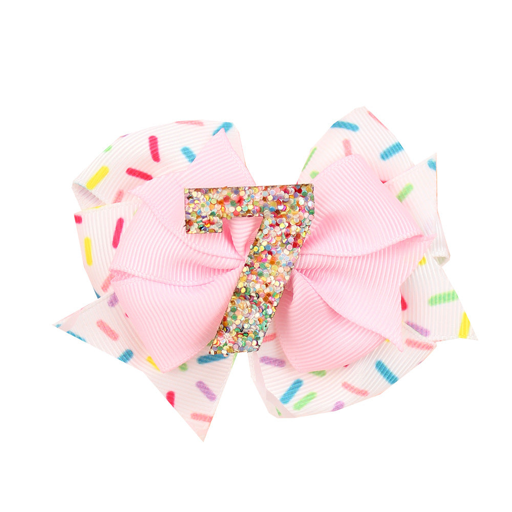 Wholesale 5pcs Birthday Number Gretel Baby Ice Cream Pink Hair Clip