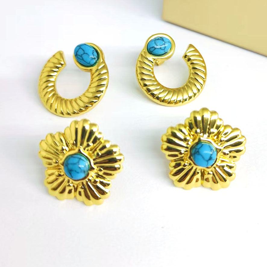 Wholesale All-Match Stainless Steel Retro Artistic Court Style Earrings