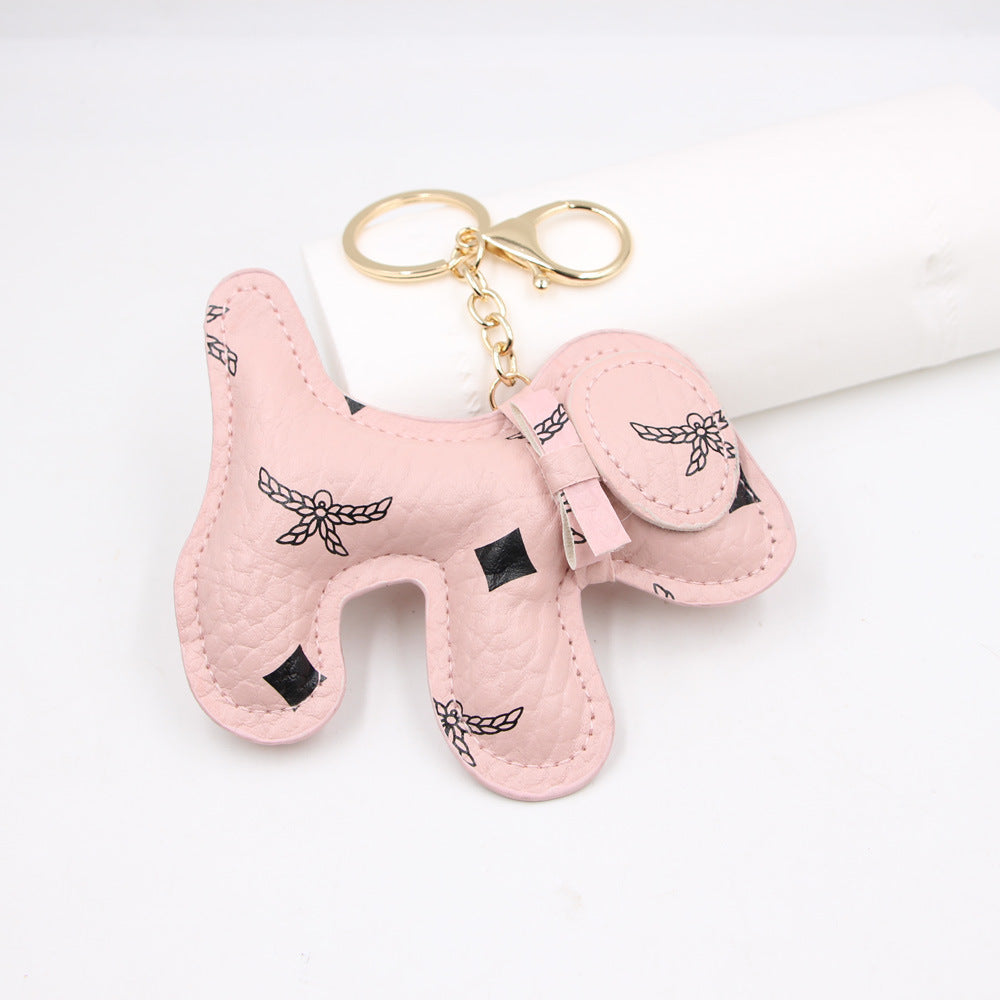 Wholesale Korean Trendy Cartoon Dog PU Leather Keychain Bag Charm Car Key Accessory Gift