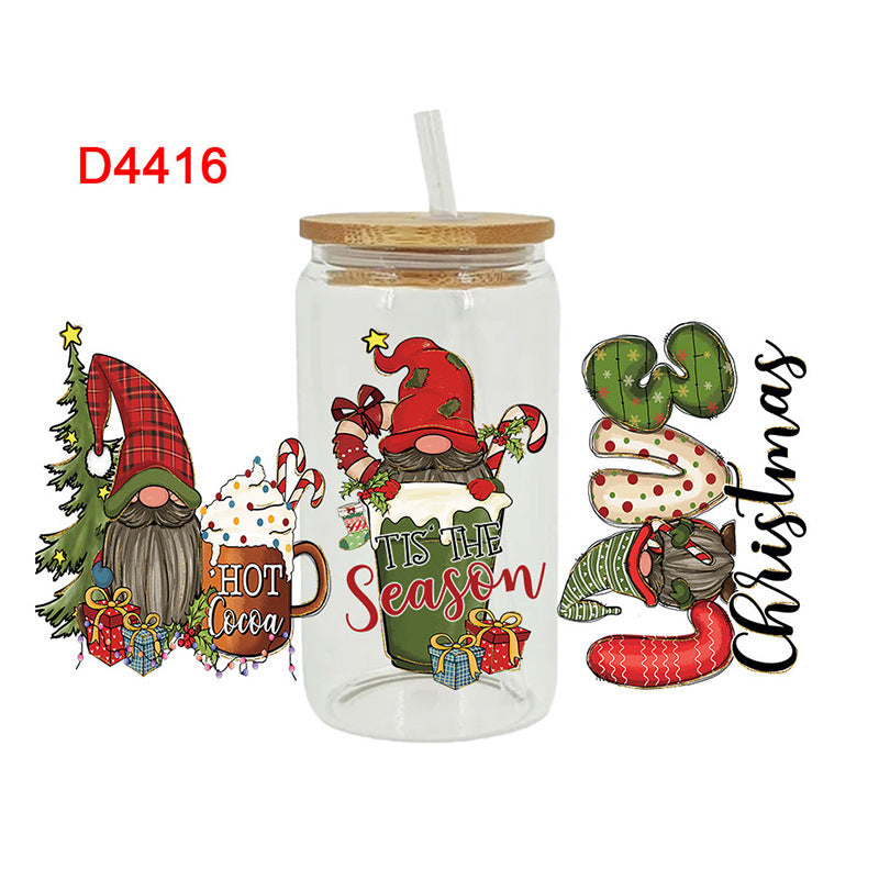 Wholesale Colorful Christmas Series Christmas Tree  16oz Cup UV DTF Wraps