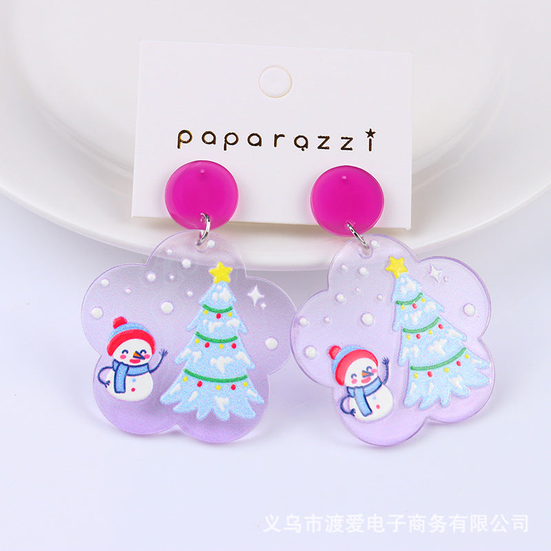 Wholesale Christmas Santa Claus Snowman House Acrylic Earrings