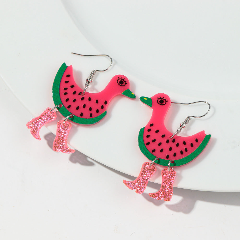 Wholesale Christmas Chicken Bell Acrylic Earrings