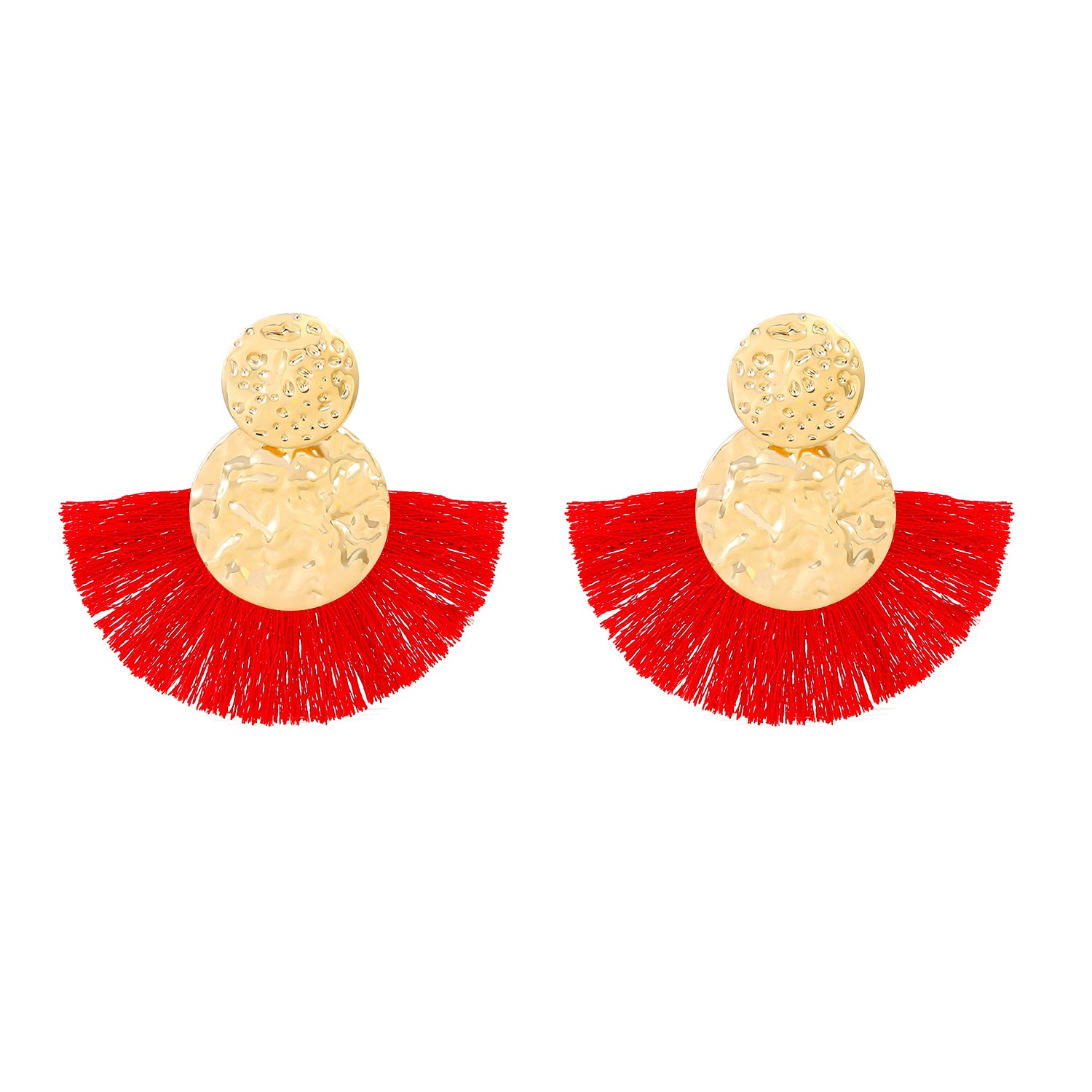 Wholesale Scalloped Tassel Vintage Alloy Flower Exaggerated Earrings