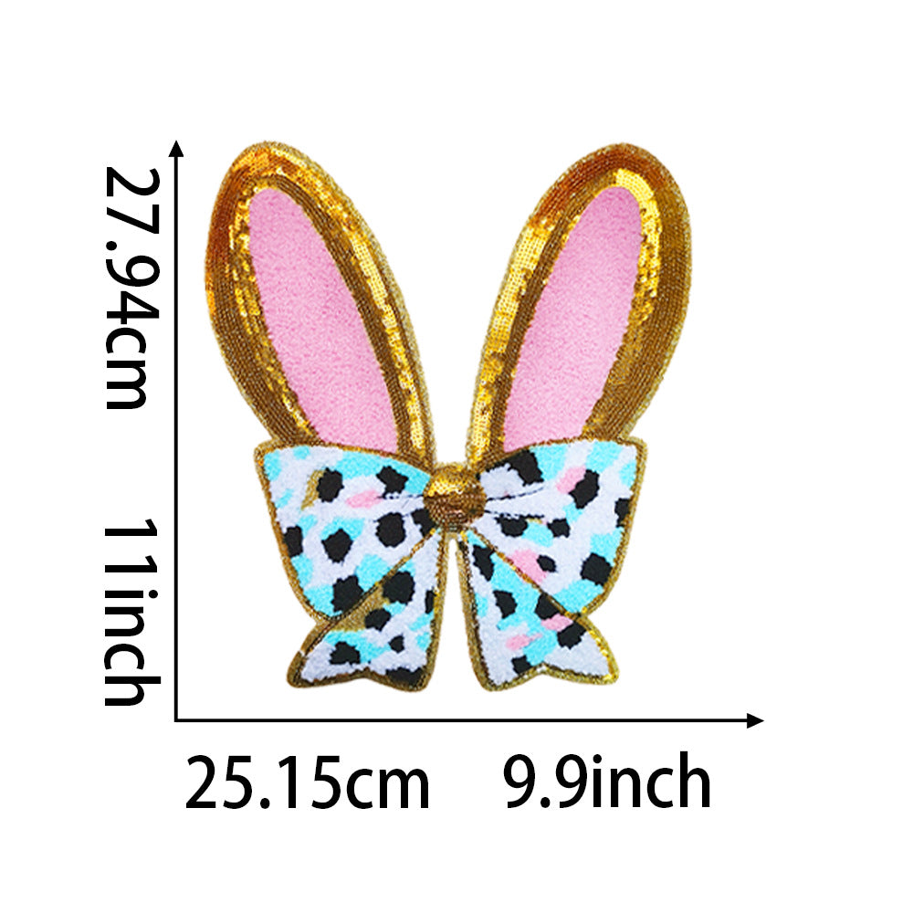 Wholesale Sequin Embroidered Easter Bunny Egg Patch Oversized Applique For Coats Trendy Craft Supply Boutique Resale