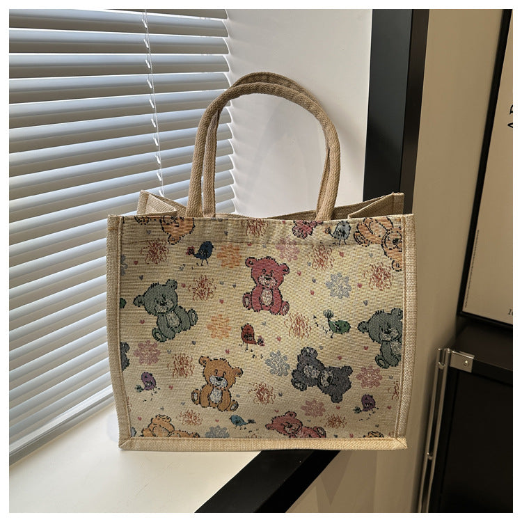 Wholesale Printed Linen Tote Bag Single Shoulder Underarm Bag