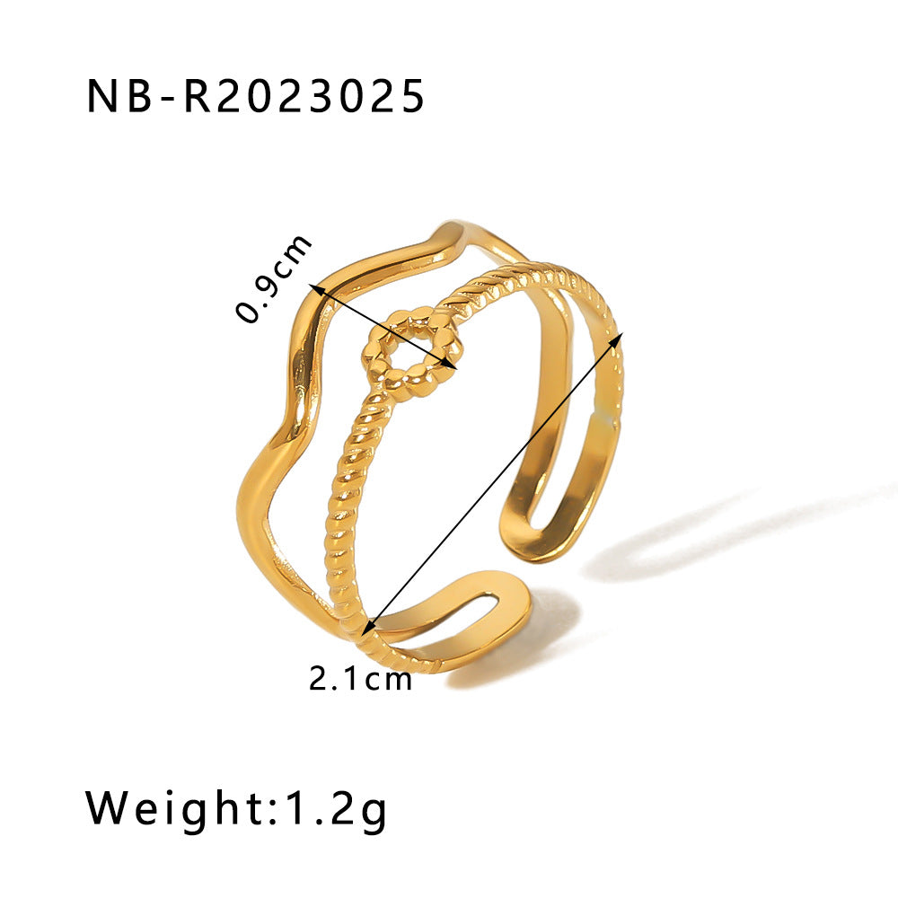 Wholesale commuter stainless steel open ring heart-shaped geometric titanium steel ring fashion simple  Personality ring female