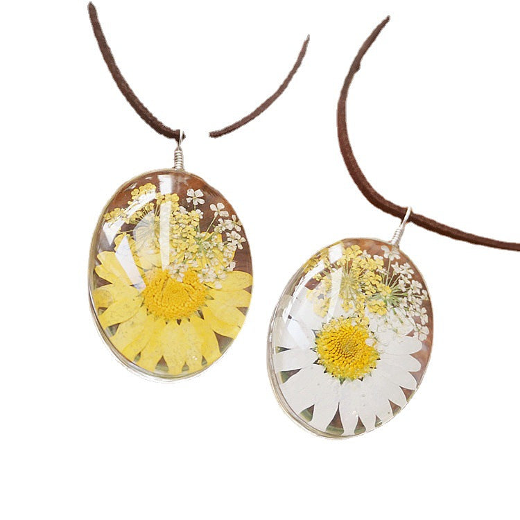 Collares de aleación de margarita blanca amarilla al por mayor