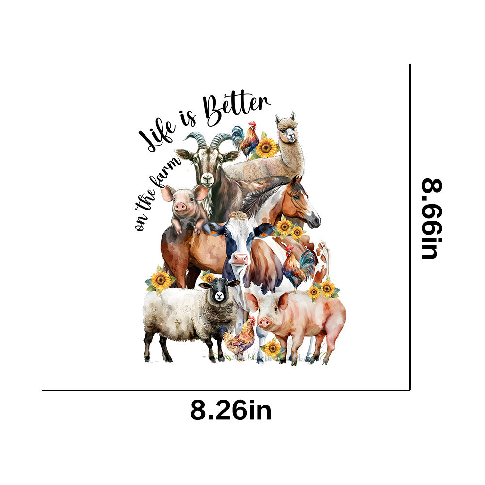 Wholesale Farm animals chickens pigs flowers UV DTF Ready to Press Transfers Wraps