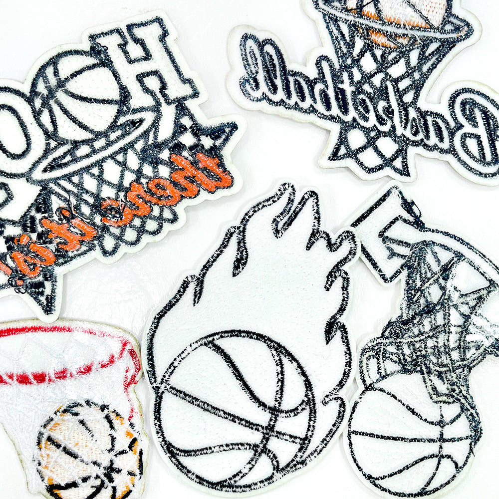 Wholesale Sequined Basketball Patch DIY Iron On Embroidered Badge Stylish Coat Decorative Accessory