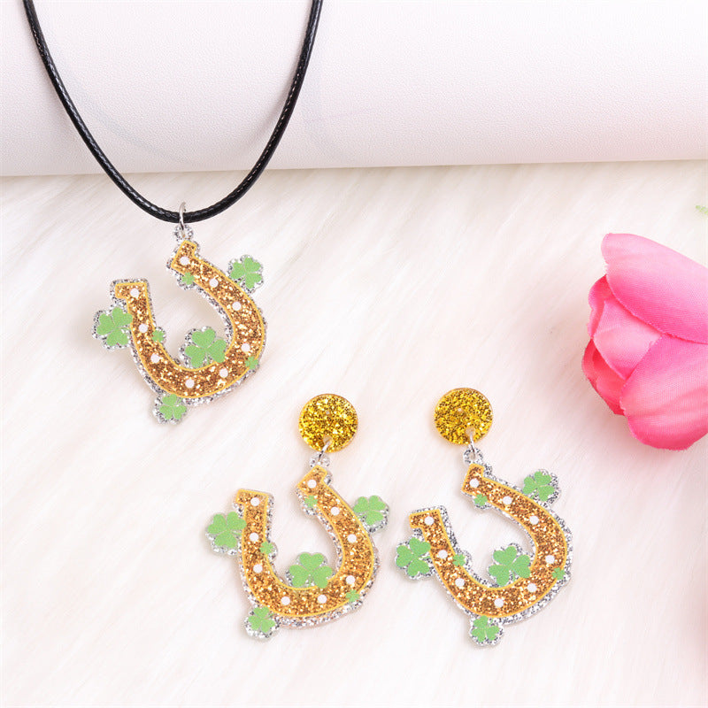 Wholesale St.  Patrick' s shamrock hat-shaped letter Acrylic Earrings