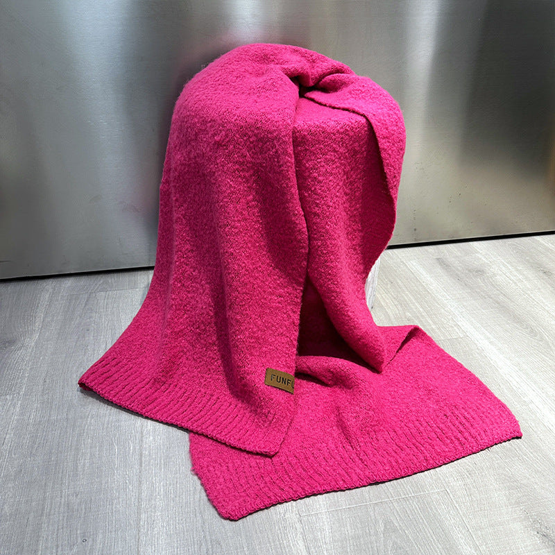 Wholesale Autumn and Winter Warm Solid Color High-end Knitted Scarf