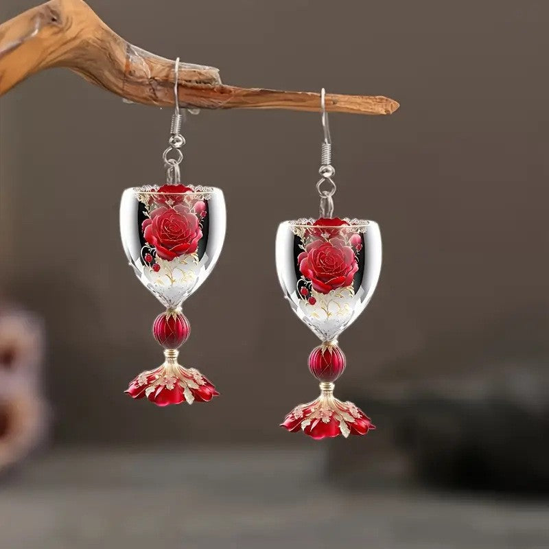 Wholesale  Valentine' s Day  Wine Glass Earrings