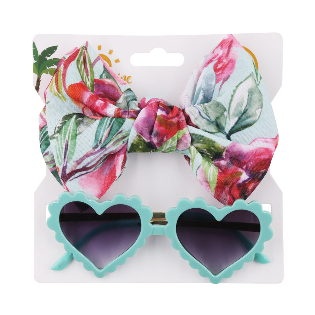 Wholesale Baby Summer Polyester Printed Headband Sun Lens Strap Set
