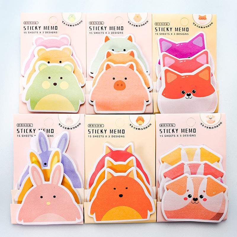 Wholesale 2pcs Cute Cartoon Sticky Notes 3 Books Animal Stacking Set