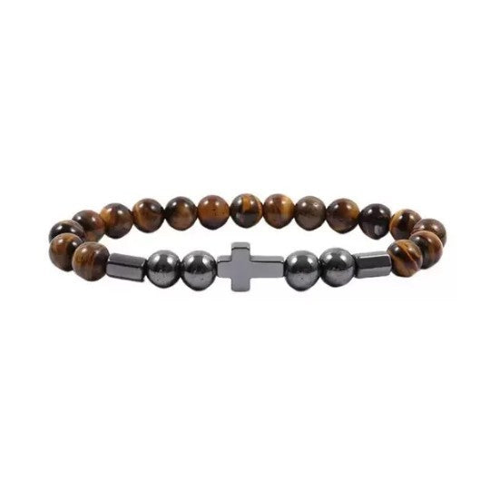 Wholesale Natural stone bead cross bead bracelet