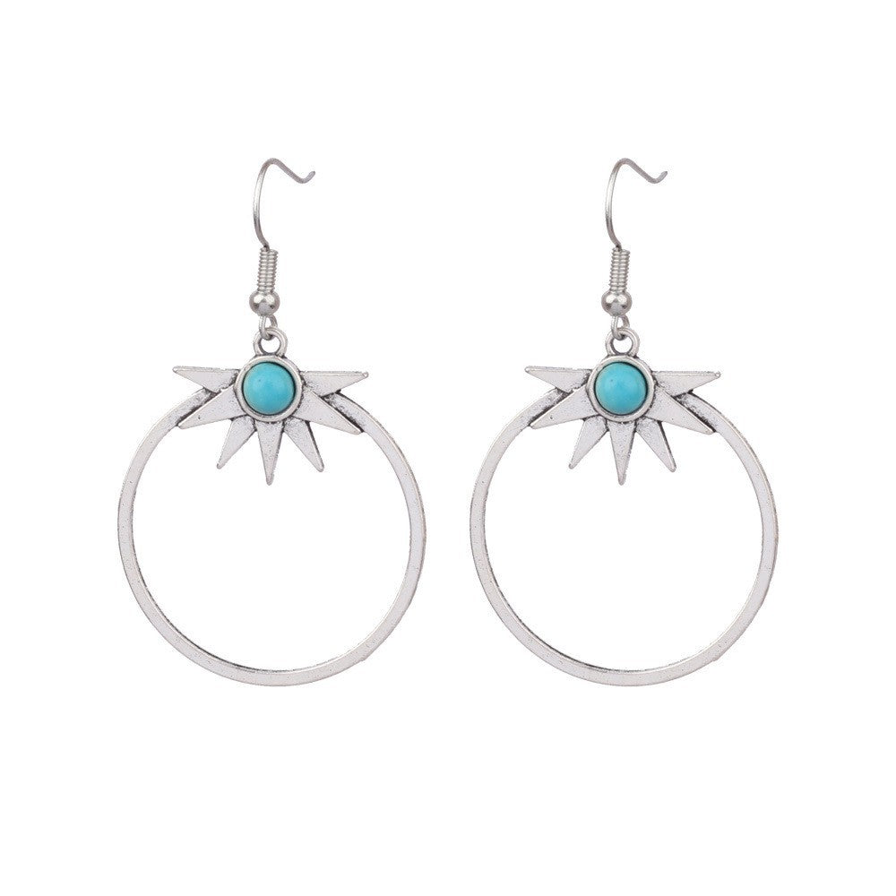 Wholesale Turquoise Bohemian Tassel Geometric Alloy Vintage Earrings