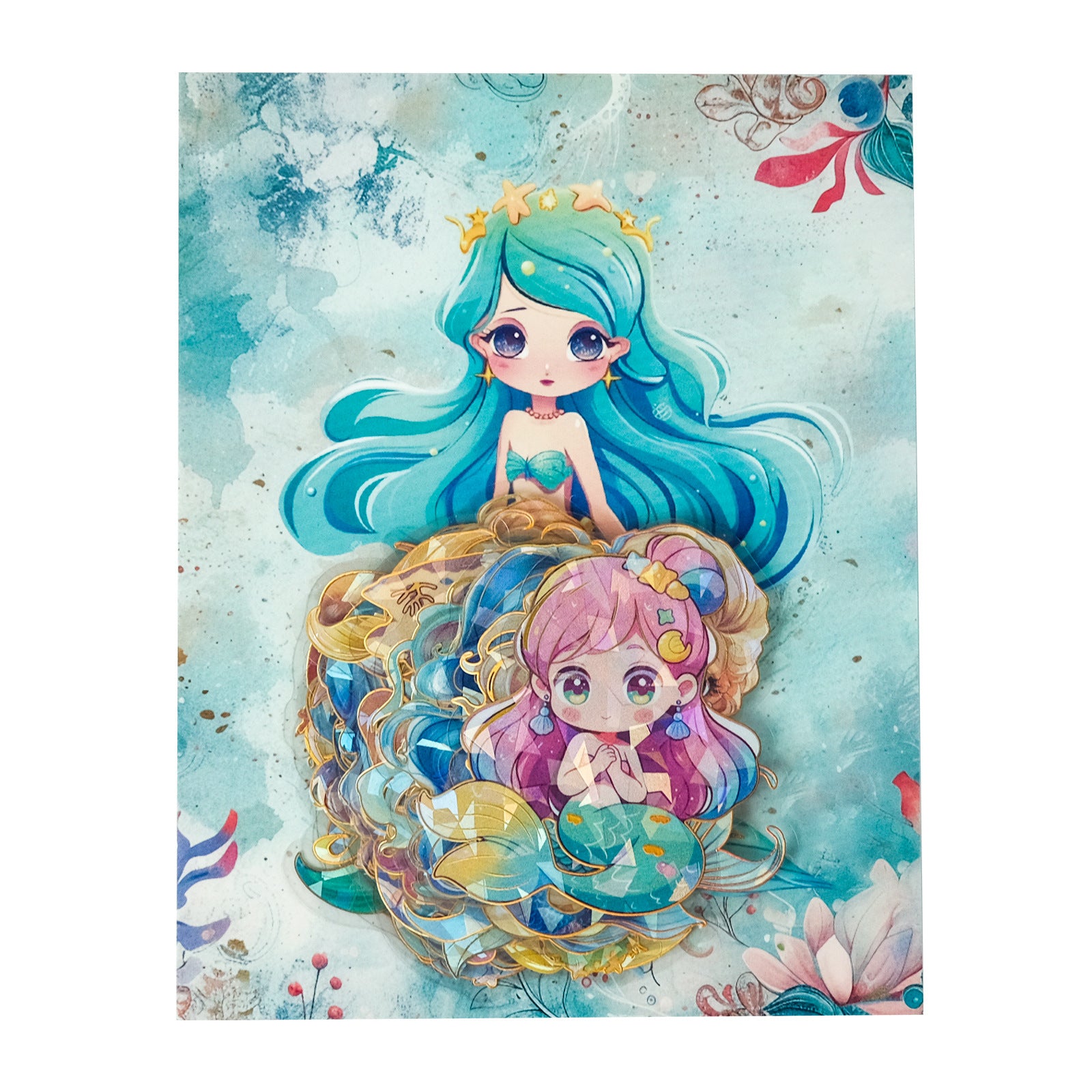 Wholesale 30pcs/pack laser-stamped cartoon hand-painted mermaid princess graffiti stickers