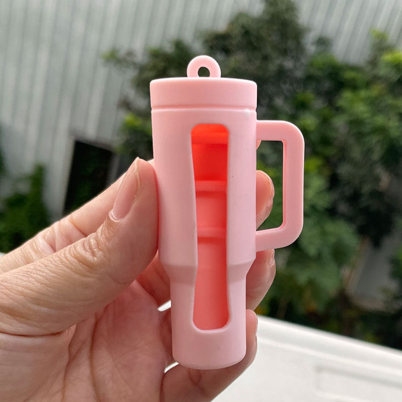 Wholesale Lipstick case silicone protective case bow lipstick bag keychain