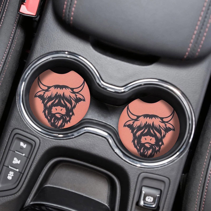 Wholesale New Highland Cattle Car Wooden Coaster