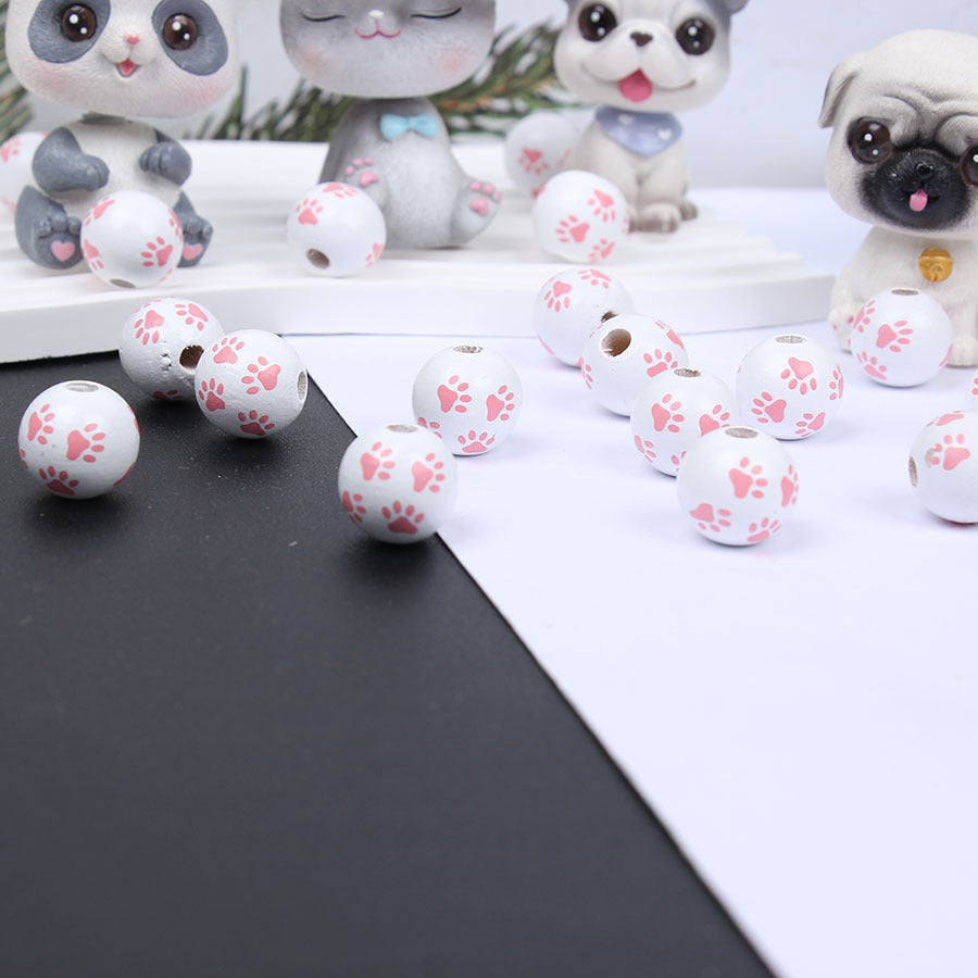 Wholesale 20pcs Dog Feet Bone Head Pet Wooden Beads