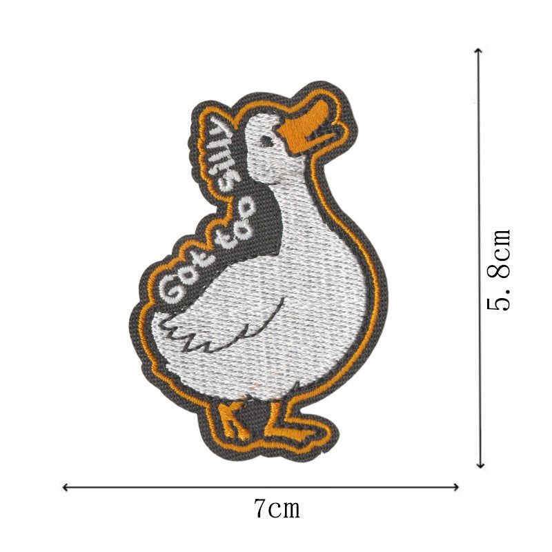 Wholesale 12Pcs Funny Animal Embroidered Patches Duck Goose Cat Designs Iron On Applique For Backpacks Hats Coats Decorative Accent