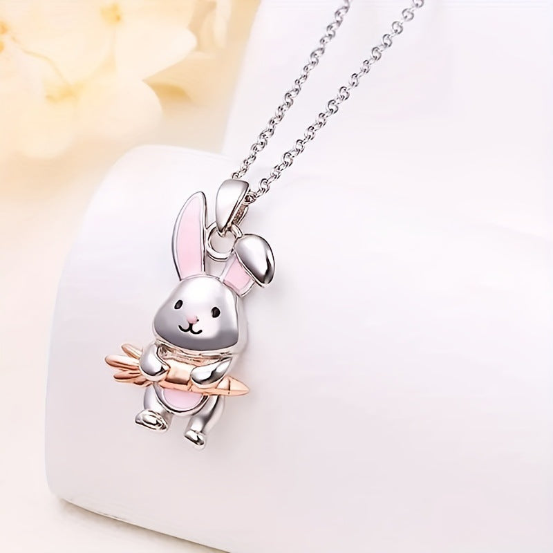 Wholesale  Cute Cartoon Pink Rabbit  Necklace