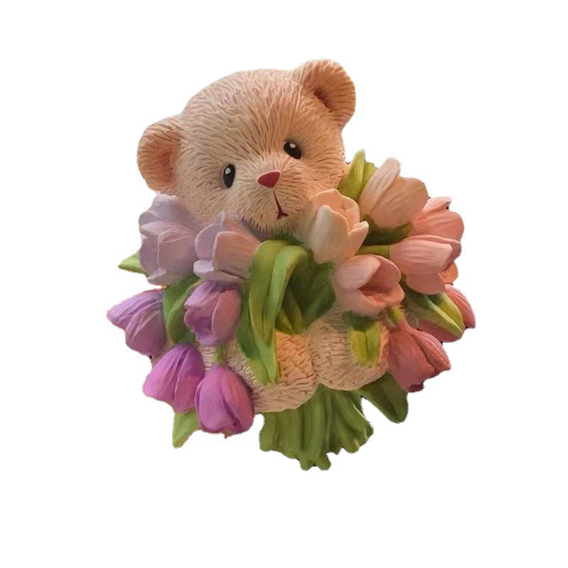 Wholesale Gypsum Tulip Teddy Bear Car Aromatherapy